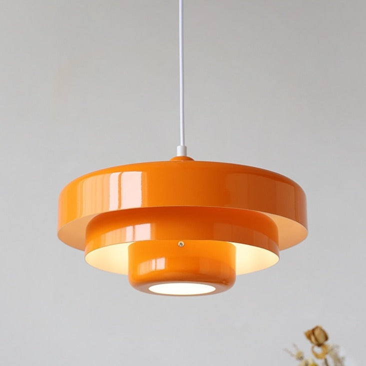 RoyaleGlow Vibrant Multicolor Lacquered Metal Pendant Light - Modern Home Decor - Orange