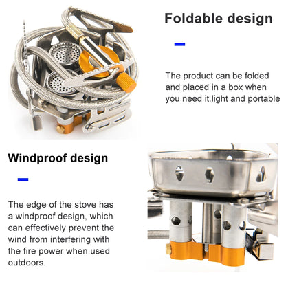 Royaleva Camping Gas Stove - High-Power Portable Outdoor Cooking Equipment - With adapator