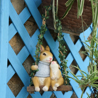 Royaleva Rabbit Wall Hanging Decor - Creative Resin Swing Ornament for Gardens - Rabbit Blue