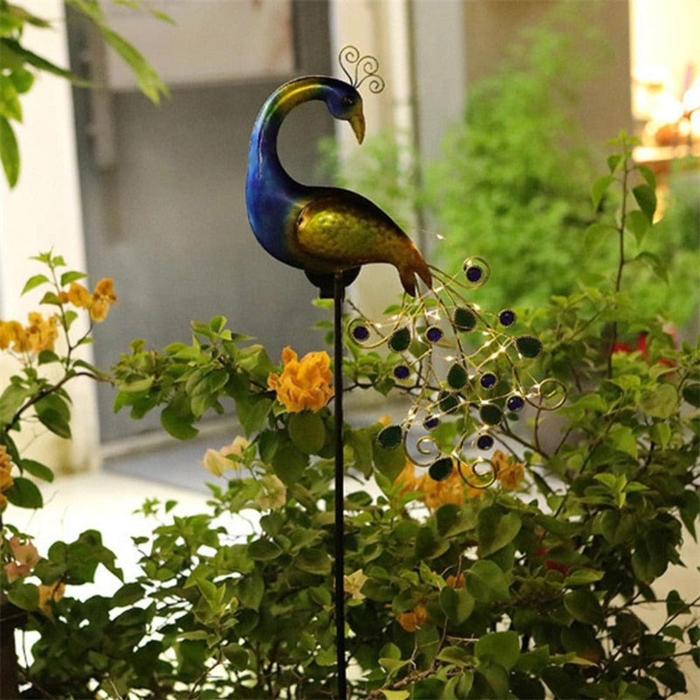 RoyaleGlow Peacock Solar Light Outdoor Lamp - Unique Garden & Pathway Lighting