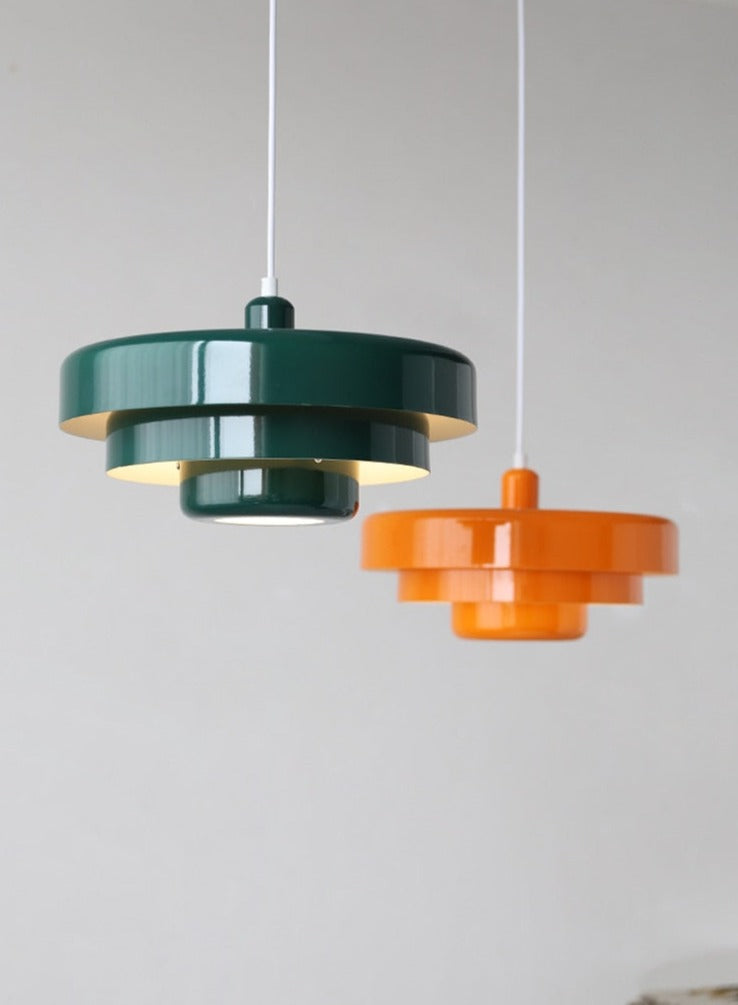 RoyaleGlow Vibrant Multicolor Lacquered Metal Pendant Light - Modern Home Decor - Orange