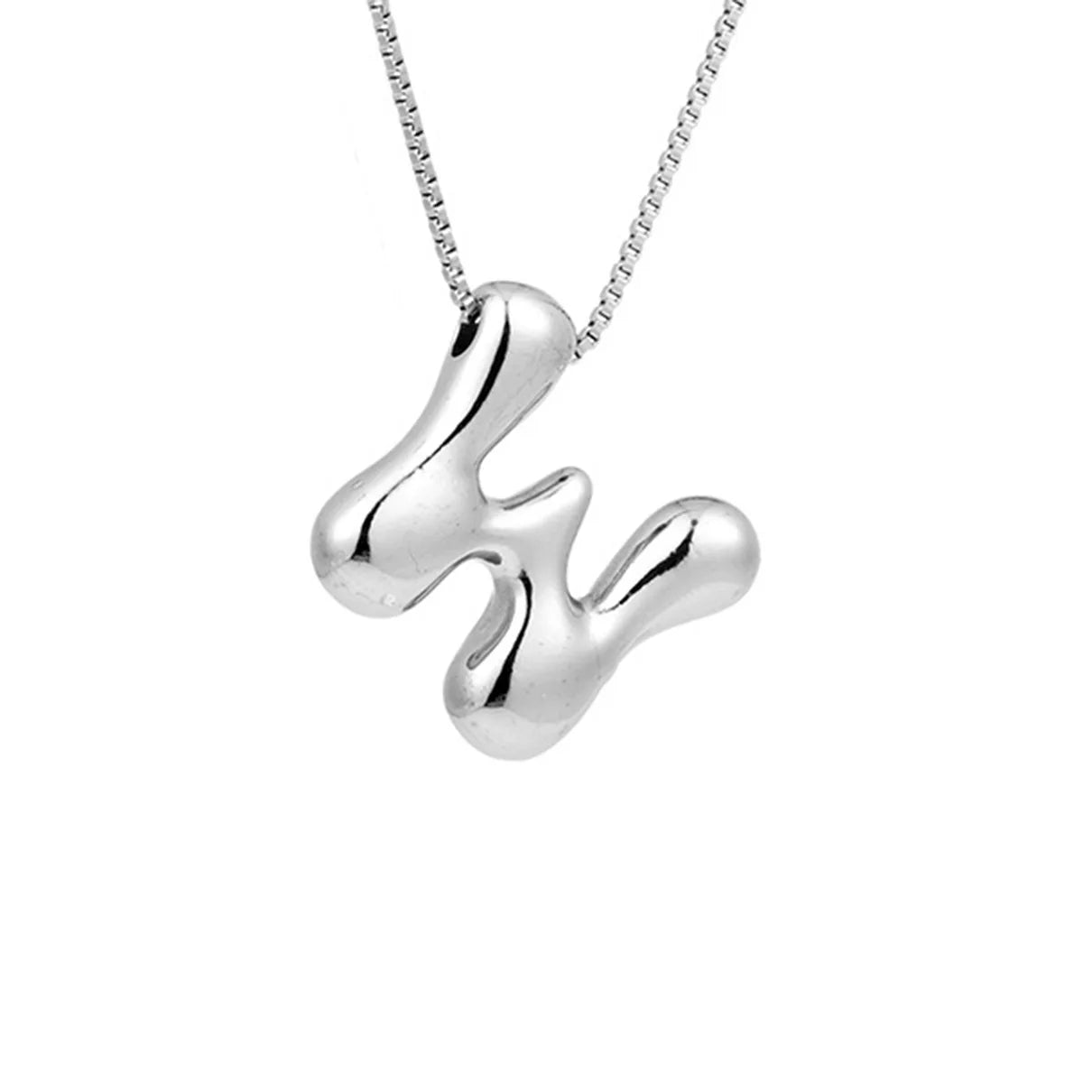 Royelux A-Z Balloon Bubble Letter Pendant Necklace – Silver Chunky Initial Jewelry