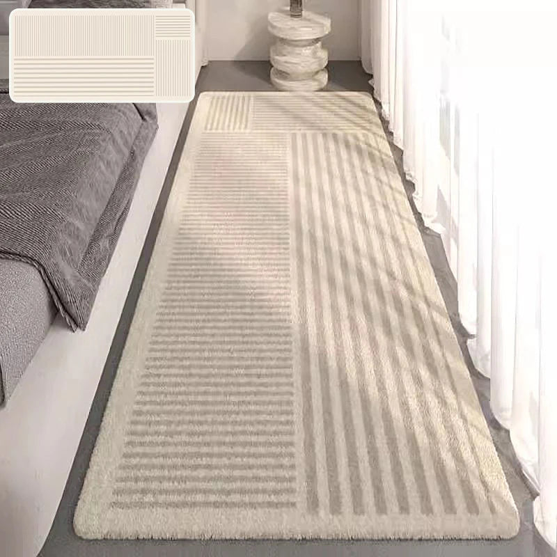 Royaleva Modern Bedside Rug - Soft Faux Cashmere Non-Slip Long Area Carpet - Design 6 / S 60x160cm