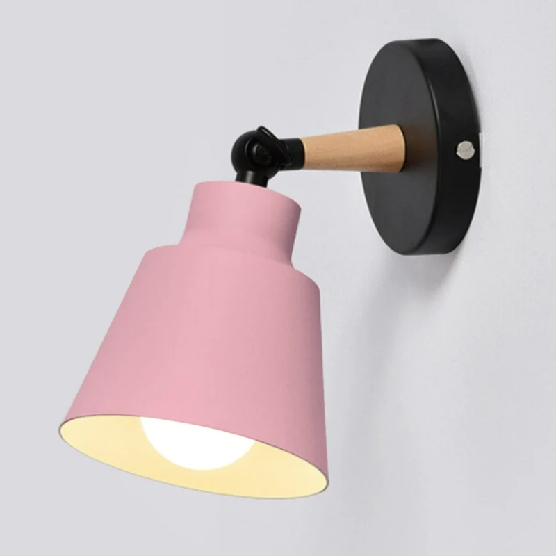 RoyaleGlow Sleek Contemporary Wooden Wall Light Fixture - Modern Home Lighting - Pink