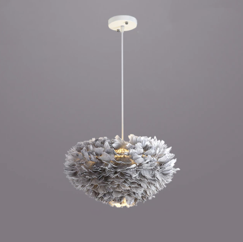 Royallure Whimsical Feathered Cloud Fairy Goose Pendant Light Fixture - Gray / S