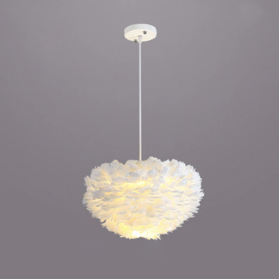 Royallure Whimsical Feathered Cloud Fairy Goose Pendant Light Fixture - White / S