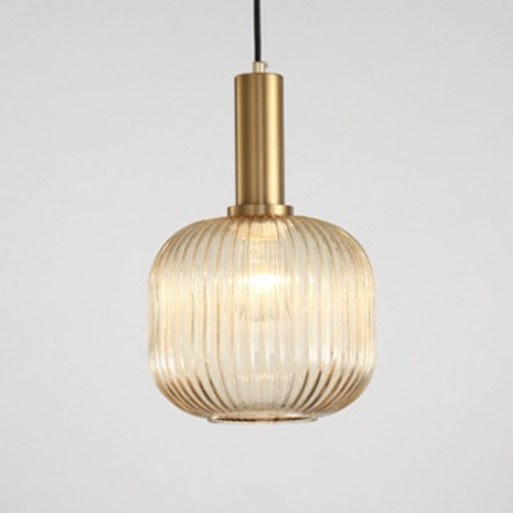 RoyaleGlow Textured Glass Pendant Light – Elegant Adjustable Lighting Fixture - Cognac / Square