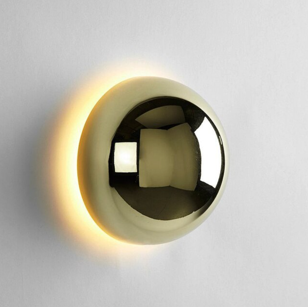 RoyaleGlow Elegant Round Metallic Wall Sconce Light – Modern Home Decor - Gold