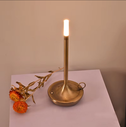 Rechargeable Candle Table Lamp - Modern Dimmable Light for Bedroom & Camping - Copper