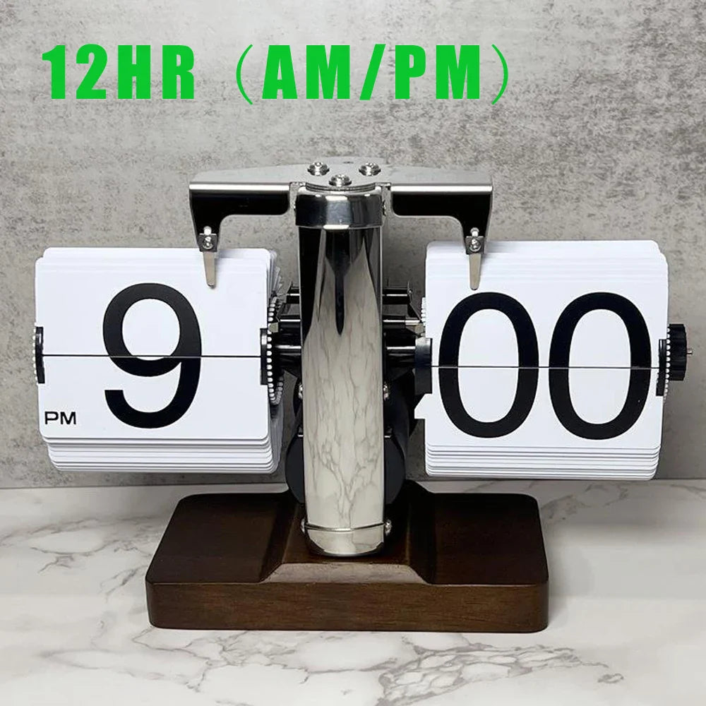 Automatic flip clock with retro design, showing time with page turning feature, perfect for modern home decor.