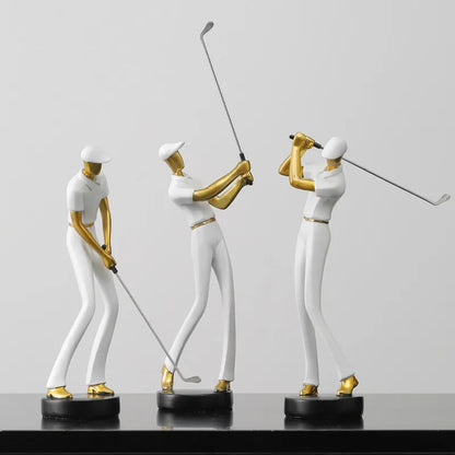 Creative Golfer Figurines – Abstract Golf Player Ornament for Modern Home Decor