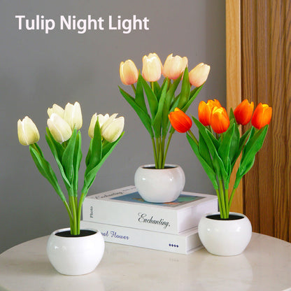 Royaleva LED Tulip Night Light – Elegant Faux Flower Lamp with Warm Glow