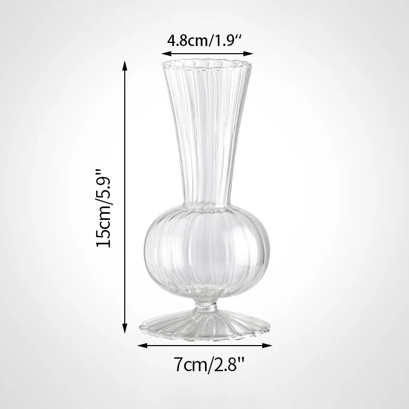 Royelux Glass Hydroponic Vase - Elegant Striped Vase for Flower Arrangements