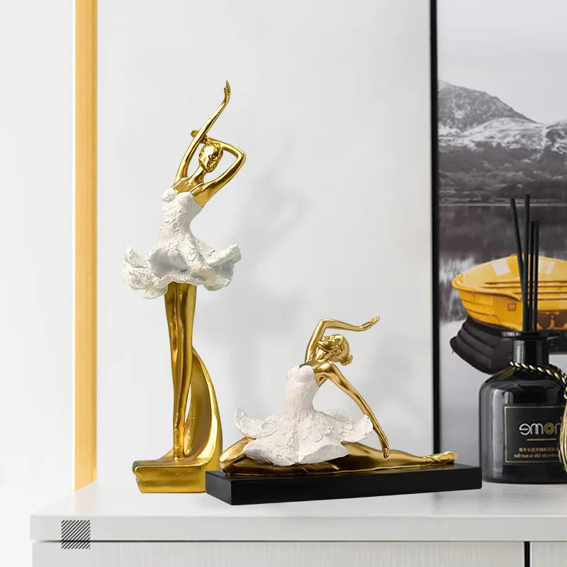 Royaleva Golden Ballet Girl Sculpture for Elegant Home Décor