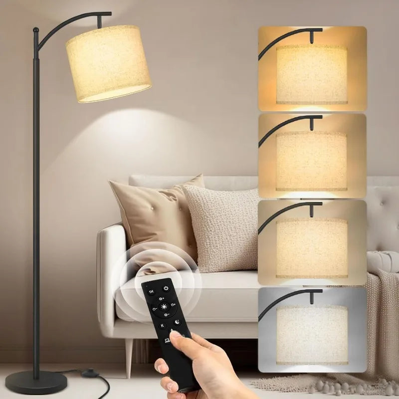 Arc Floor Lamp with Remote - Adjustable Brightness & Color Temperature for Home