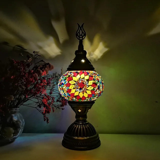 Turkish Mosaic Table Lamp - Handcrafted Art Deco Bedside Light - Mosaic S3