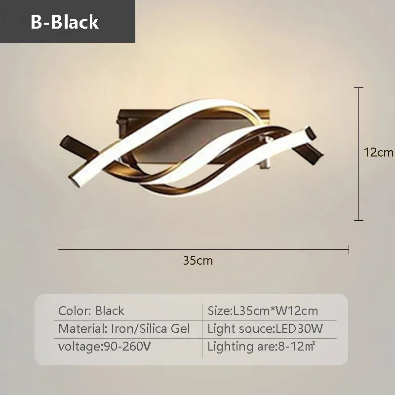 Modern LED Ceiling Light - Minimalist Design for Living Room and Bedroom - B Black / Tricolor Light