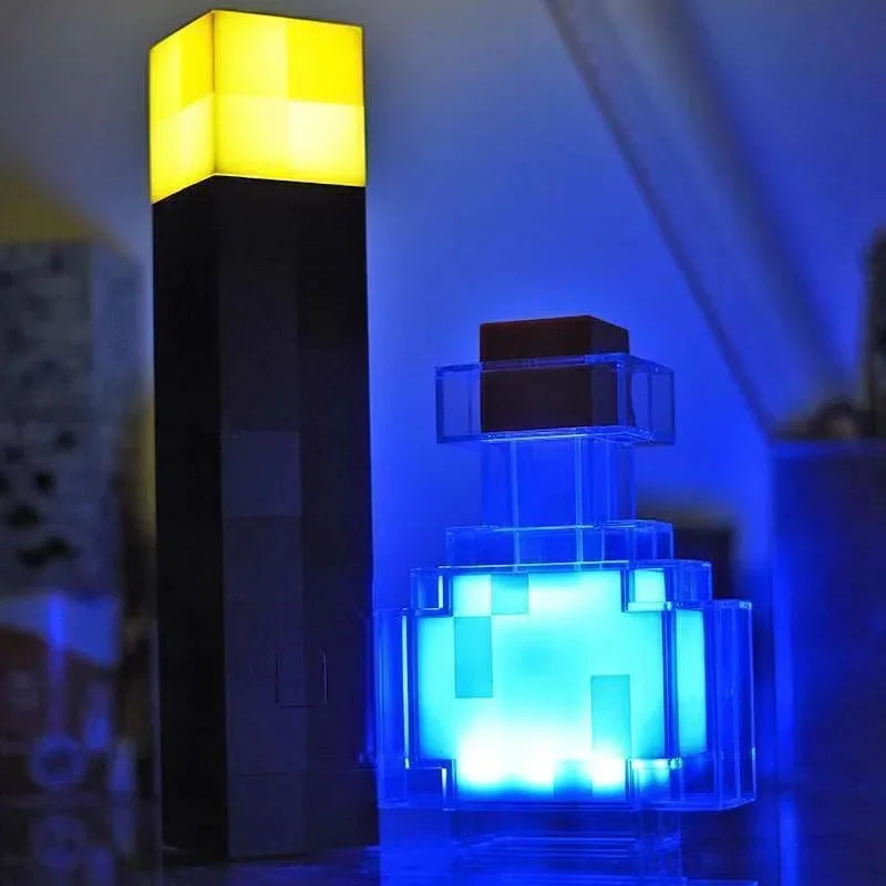 Minecraft Potion Lamp – Color-Changing LED Night Light with Touch Control & USB Rechargeable