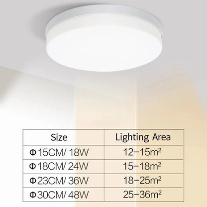 RoyaleGlow Ultra-Thin Round LED Ceiling Light with Adjustable Brightness - WHITE / 23CM(36W) / Cold White 6500K