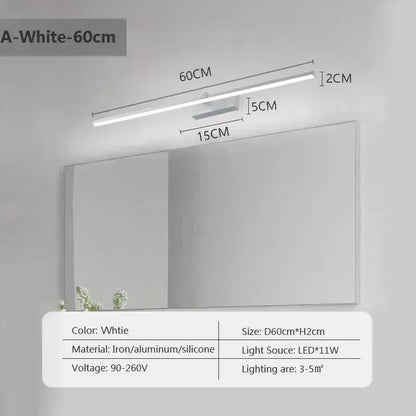 RoyaleGlow Modern LED Bathroom Vanity Light with Adjustable Tricolor Lighting - LWL155 A White 60cm / Tricolor light