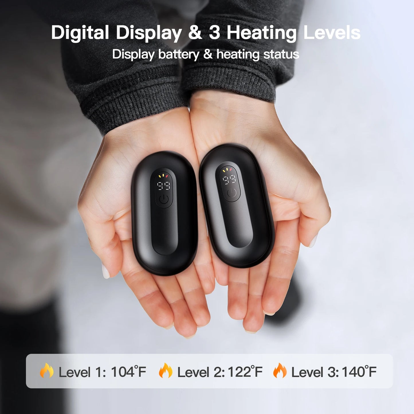 Royelux 2-in-1 Magnetic Hand Warmer – Rechargeable Electric Heater with Digital Display