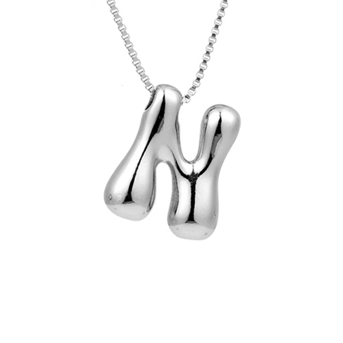 Royelux A-Z Balloon Bubble Letter Pendant Necklace – Silver Chunky Initial Jewelry