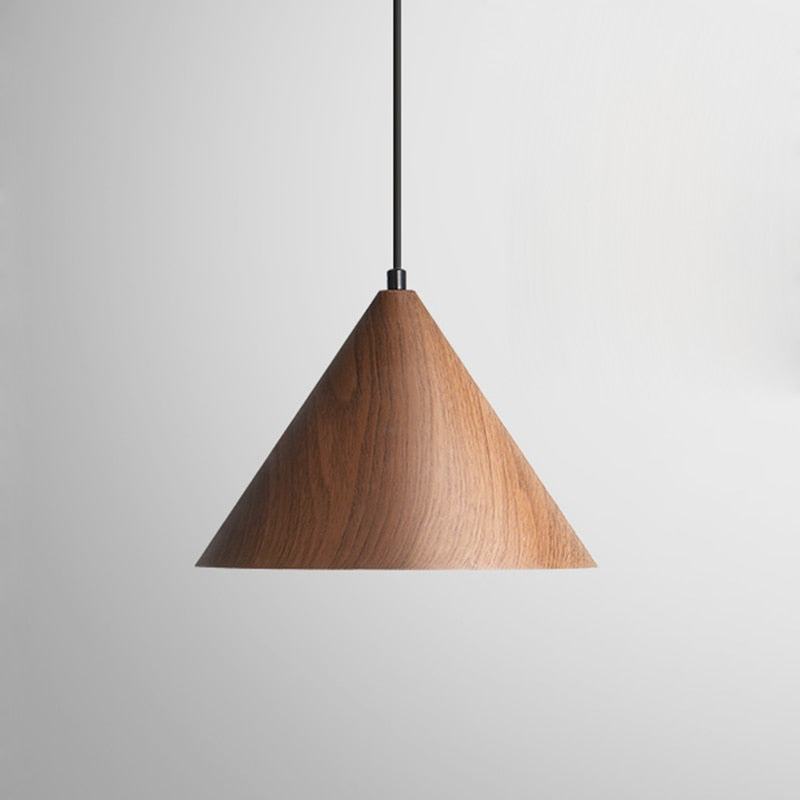 RoyaleGlow Modern Pyramid Pendant Light - Chic Japanese Design - Dark wood / Small