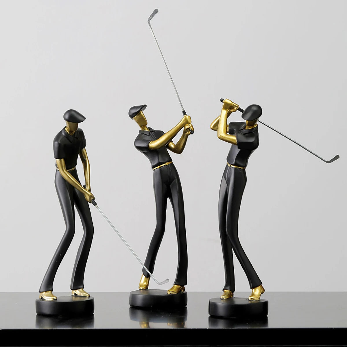 Creative Golfer Figurines – Abstract Golf Player Ornament for Modern Home Decor