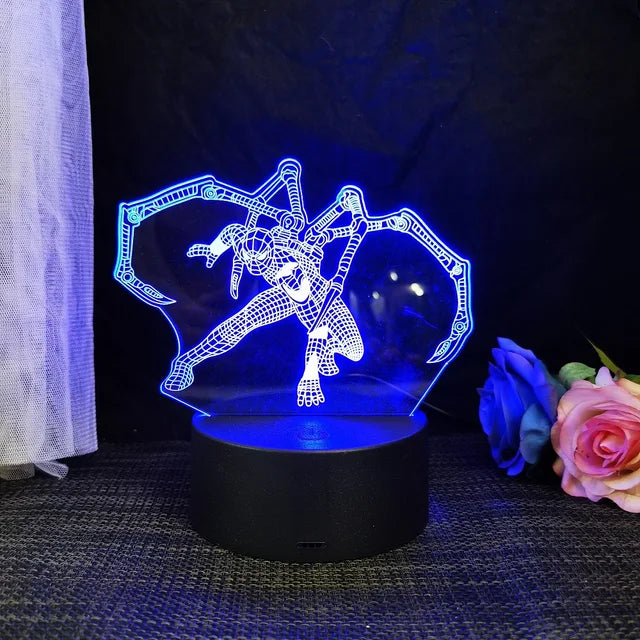 Royallure 3D Spiderman LED Night Light - USB Powered Phantom Desk Lamp - ROSE RED / 7 colors no remote