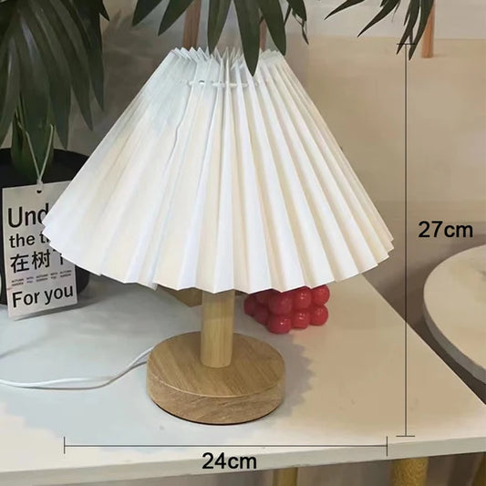 Royaleva Nordic Pleated Table Lamp - Elegant Foldable Bedside Light - White / Warm Light