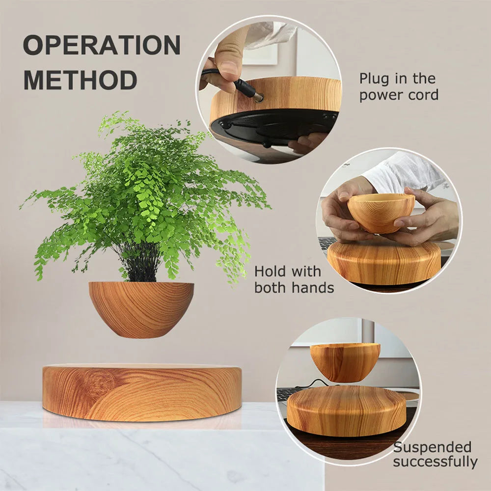 Levitating Air Bonsai Pot – Magnetic Floating Planter for Stylish Indoor Gardening