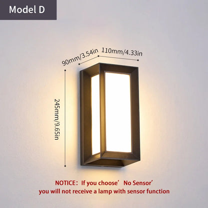 Royaleva Motion Sensor LED Wall Light for Modern Outdoor Spaces - No Sensor / Model G / Warm White