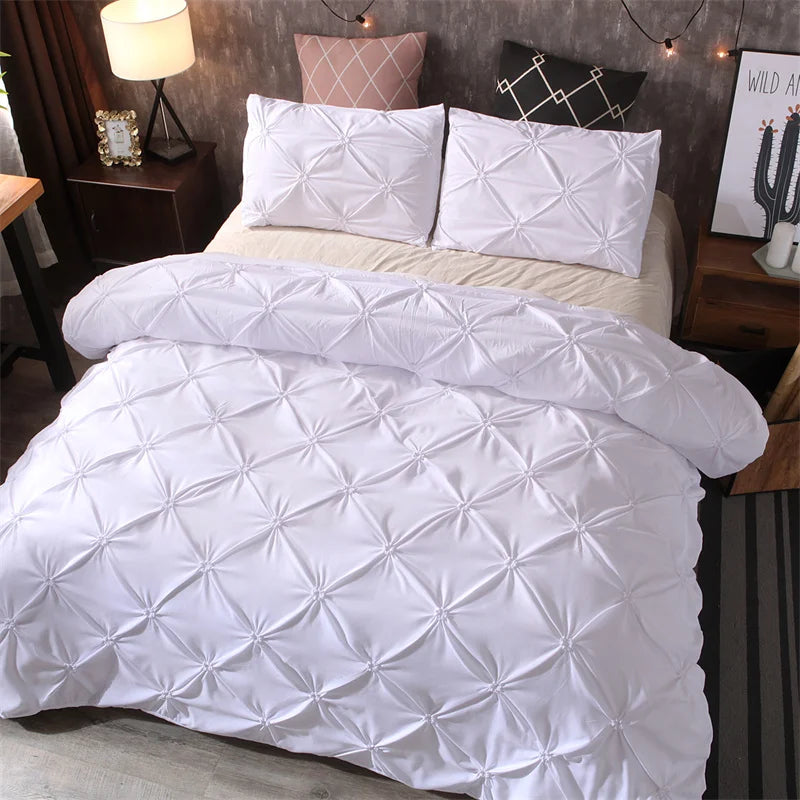 Luxora Diamond Pintuck Bed Set - 3 Piece Duvet Cover Set