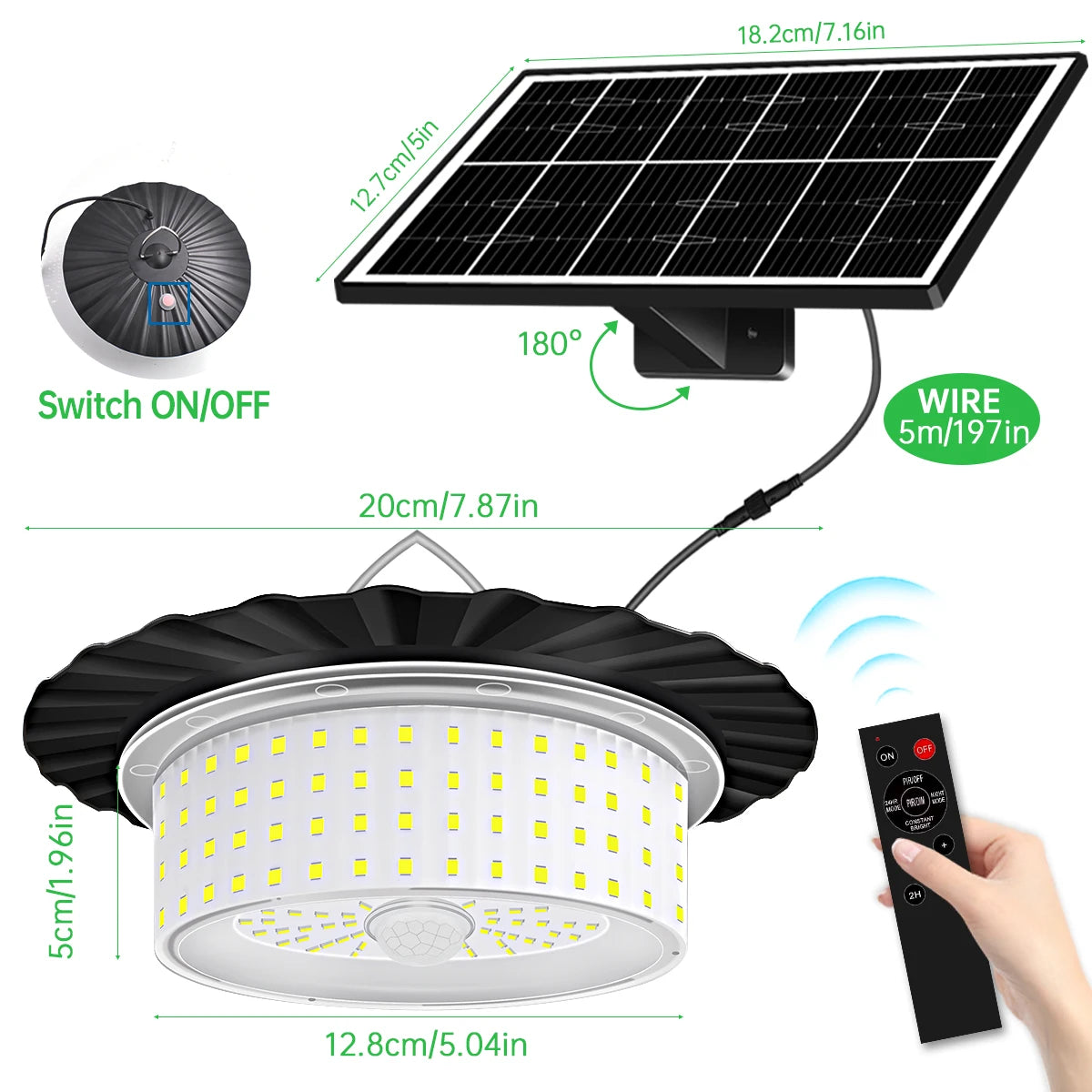 Royelux Portable Solar Pendant Light - 360° Glow with 244 LEDs & 5 Modes