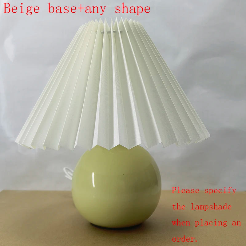 Ceramic Pleated Table Lamp with Tricolored LED