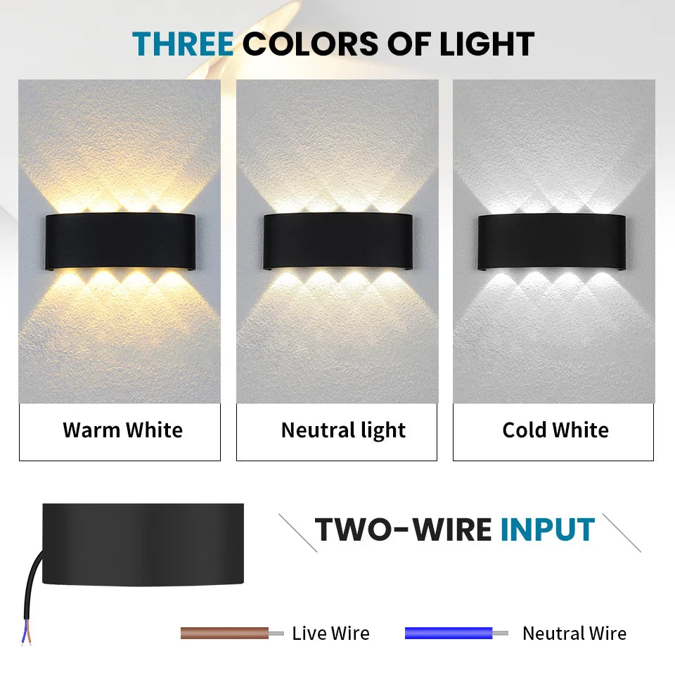 Rayvia Waterproof LED Wall Lamp for Indoor & Outdoor Spaces - 8W Black / Natural White