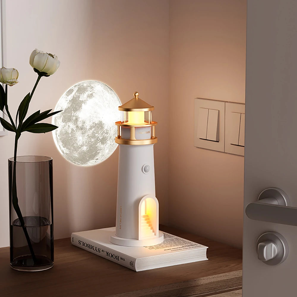 Lighthouse Projection Night Light – Bluetooth Music & Moonlight Ambient Lamp