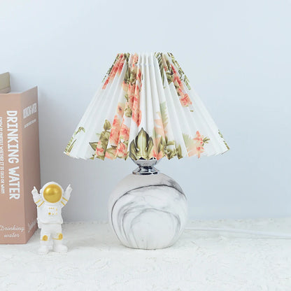 Ceramic Pleated Table Lamp with Tricolored LED