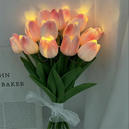 Royaleva LED Tulip Night Light – Artificial Bouquet for Home & Event Décor - White / 5pcs