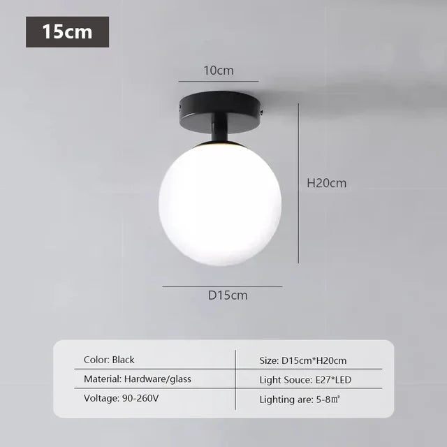 RoyaleGlow Modern Nordic Wall Lamp - Minimalist LED Globe Light for Home - A12CM / Without bulb