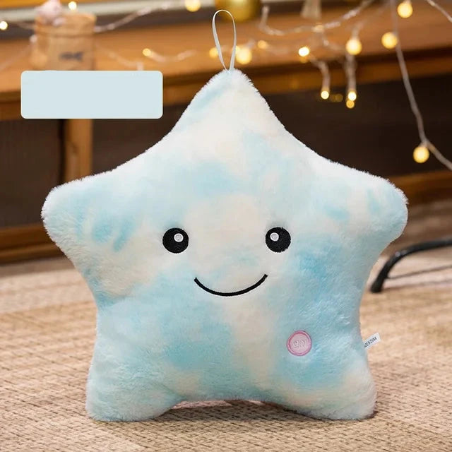 LED Star Plush Light - Soft Glowing Star Pillow Doll, Stuffed Toy for Kids & Home Decor, Perfect Birthday Gift - Blue 40x35cm