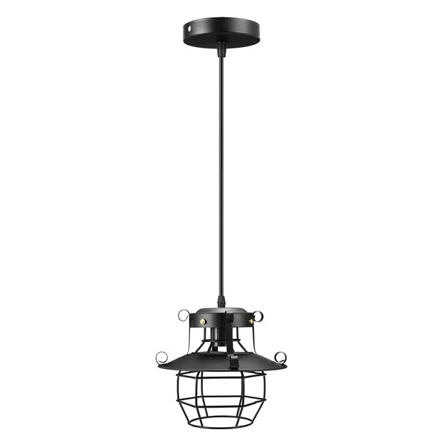 Royelux Industrial Retro Chandelier - Vintage Pendant Light for Dining & Living Spaces - Black No Bulb