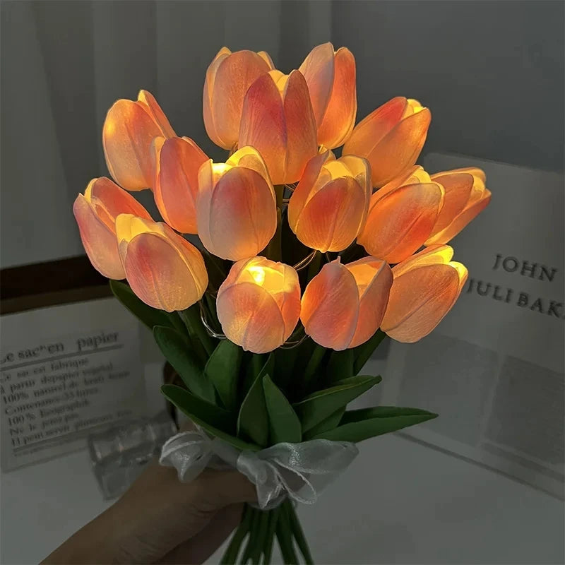 Royaleva LED Tulip Night Light – Artificial Bouquet for Home & Event Décor - Pink / 5pcs