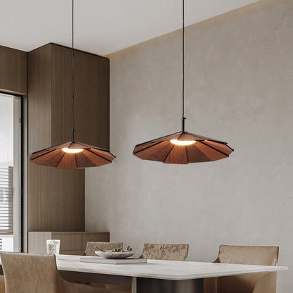 RoyaleGlow Blossom Wood Pendant Light – Natural Elegance for Modern Spaces - Walnut