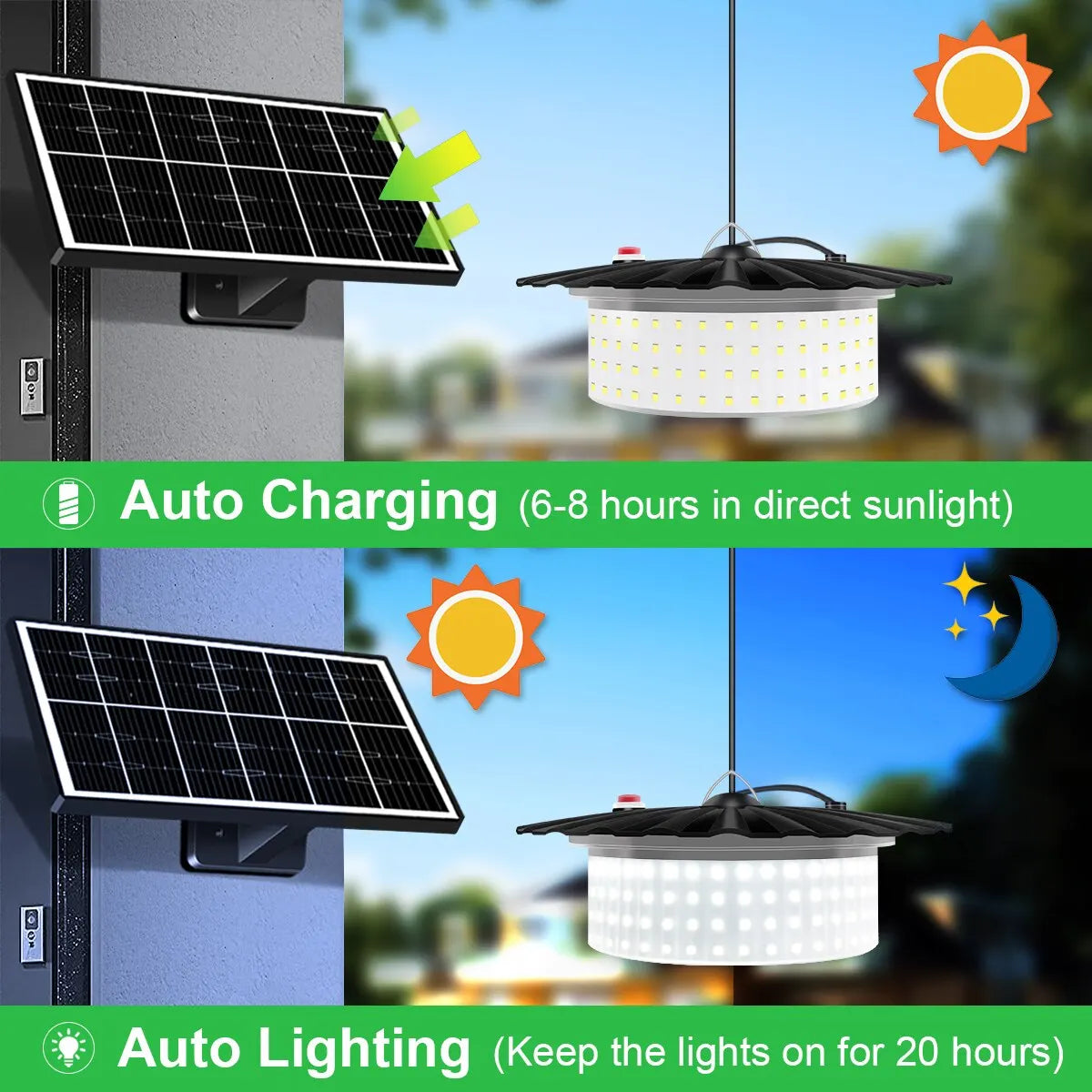 Royelux Portable Solar Pendant Light - 360° Glow with 244 LEDs & 5 Modes