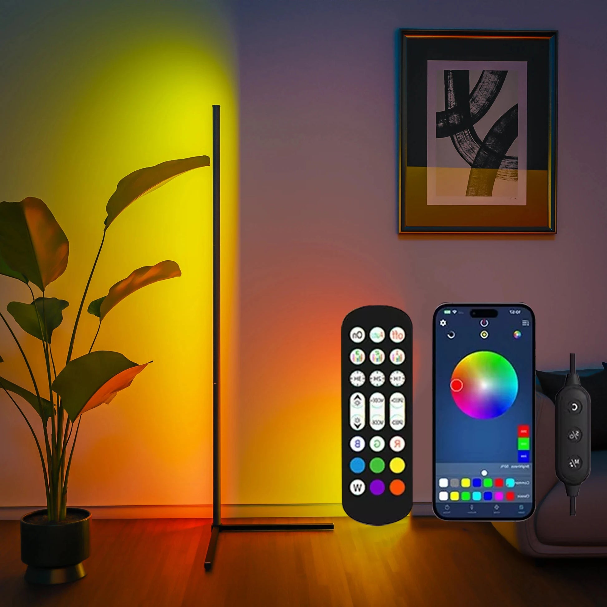 Smart RGB LED Corner Floor Lamp - Modern Mood Lighting for Bedrooms & Living Spaces - Default Title