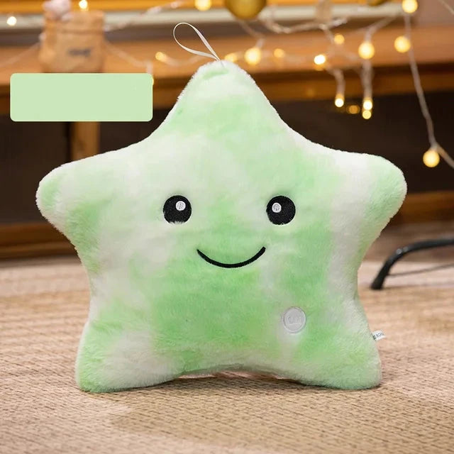 LED Star Plush Light - Soft Glowing Star Pillow Doll, Stuffed Toy for Kids & Home Decor, Perfect Birthday Gift - Green 24x22cm