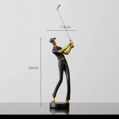 Creative Golfer Figurines – Abstract Golf Player Ornament for Modern Home Decor