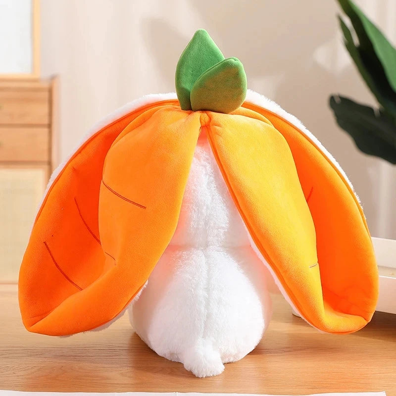 Royelux Carrot Rabbit Plush Toy - 2-in-1 Bunny in Strawberry Bag (30cm)