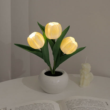 Royaleva LED Tulip Night Light – Elegant Faux Flower Lamp with Warm Glow